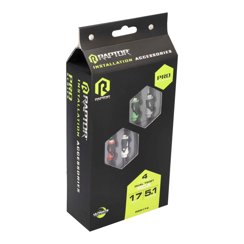 Raptor R5R174 PRO SERIES 17Ft. Dual Twist 4-Channel RCA Audio Interconnect Cable