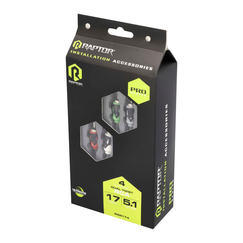 Raptor R5R174 PRO SERIES 17Ft. Dual Twist 4-Channel RCA Audio Interconnect Cable