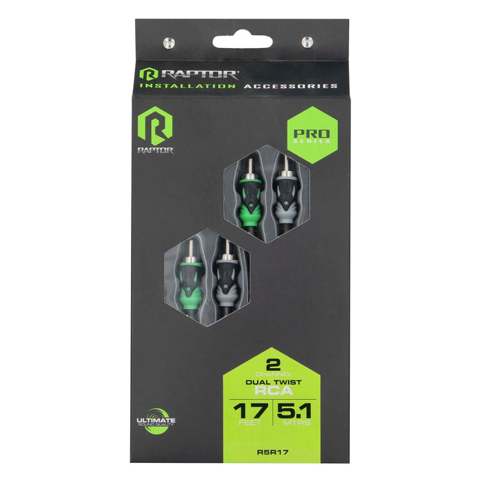 Raptor R5R17 PRO SERIES 17Ft. Dual Twist 2-Channel RCA Audio Interconnect Cable