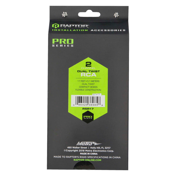 Raptor R5R17 PRO SERIES 17Ft. Dual Twist 2-Channel RCA Audio Interconnect Cable