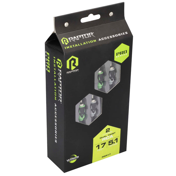 Raptor R5R17 PRO SERIES 17Ft. Dual Twist 2-Channel RCA Audio Interconnect Cable