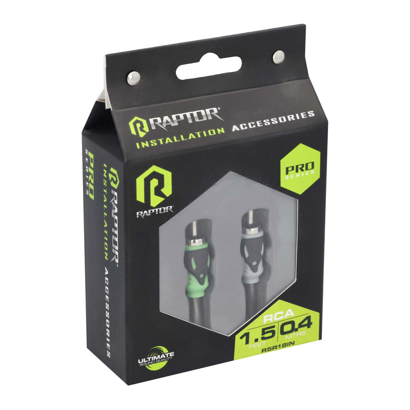 Raptor R5R18IN - Pro Series 1.5' 2-Channel Visible Dual Twist Audio RCA Cable