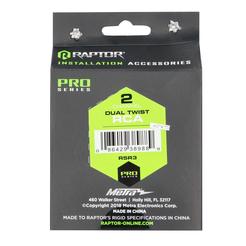 Raptor R5R3 Pro Series Visible Dual Twist Audio RCA Interconnect 2-Channels