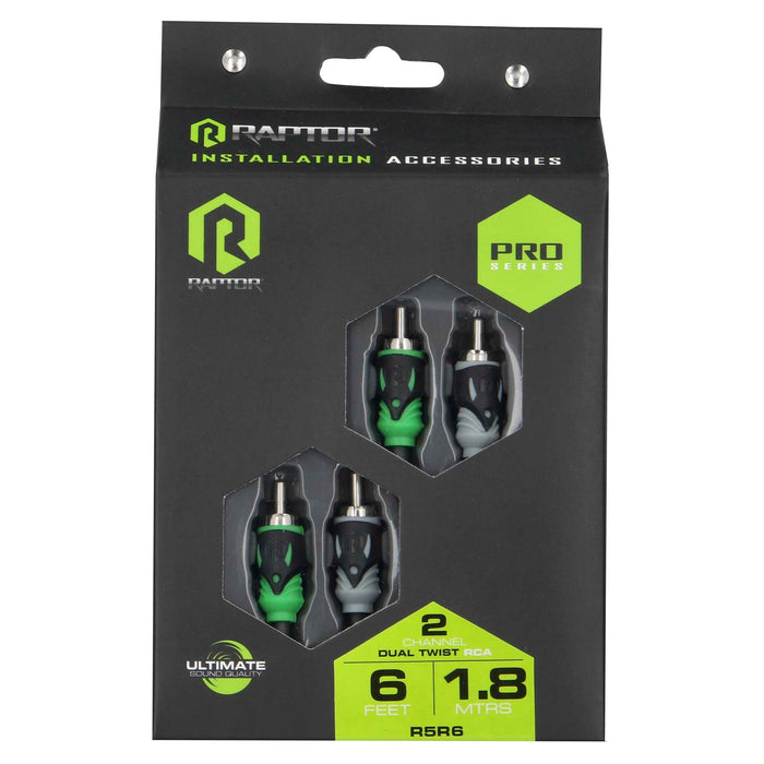Raptor R5R6 6 Foot 2 Channel Car Stereo Dual Twist RCA Interconnect Cables