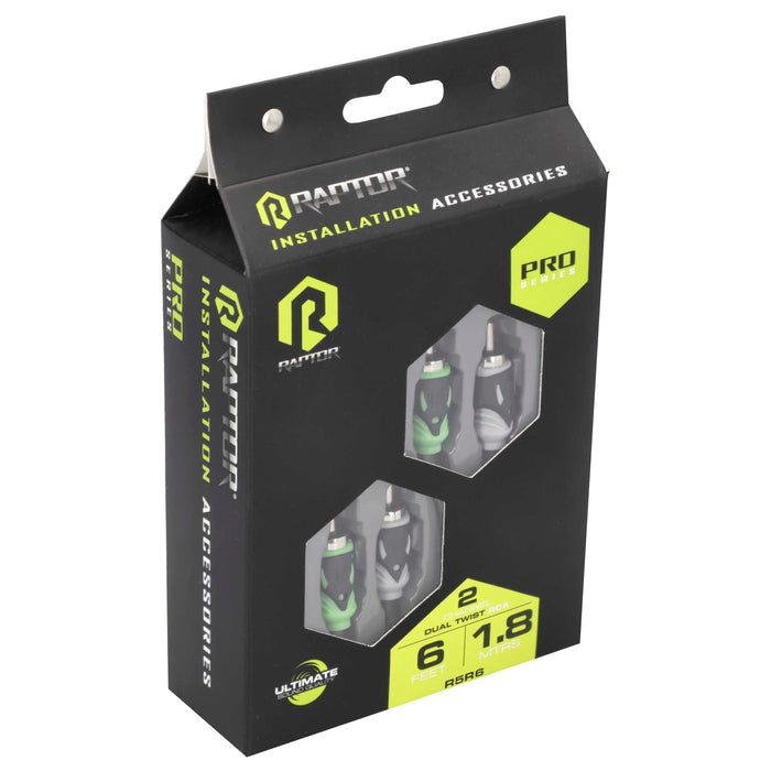 Raptor R5R6 6 Foot 2 Channel Car Stereo Dual Twist RCA Interconnect Cables