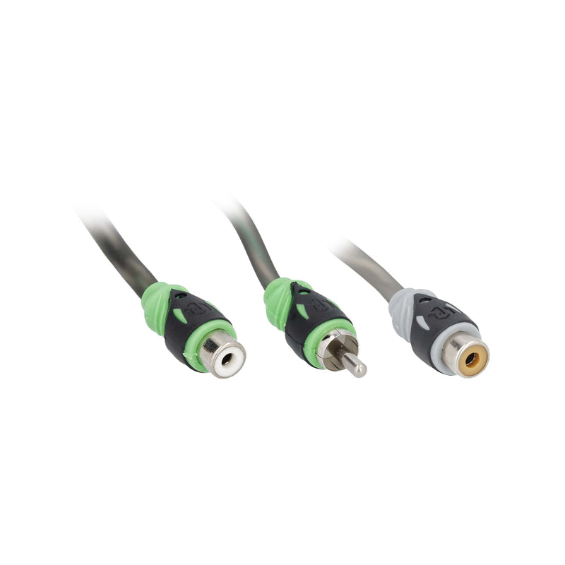 Raptor R5Y2 PRO Series 2 Channel Visible Dual Twist RCA Y Adaptor 2 Female 1 Male