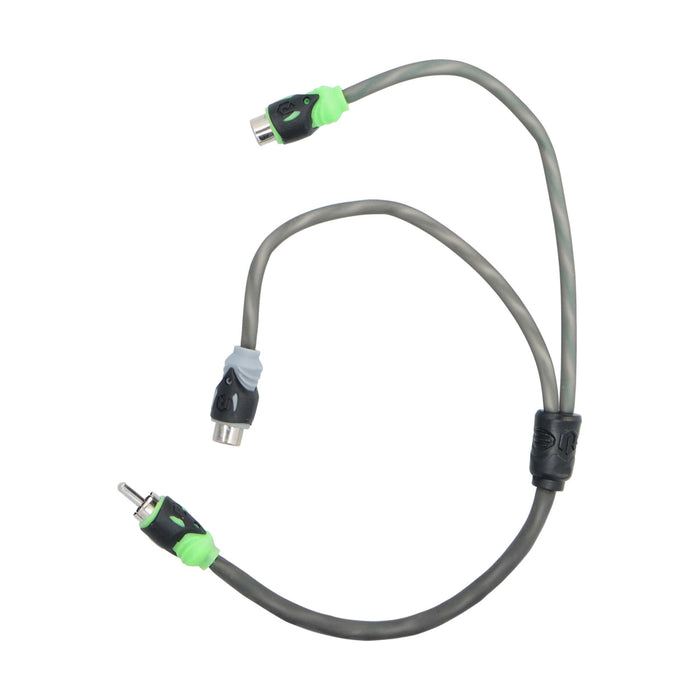 Raptor R5Y2 PRO Series 2 Channel Visible Dual Twist RCA Y Adaptor 2 Female 1 Male