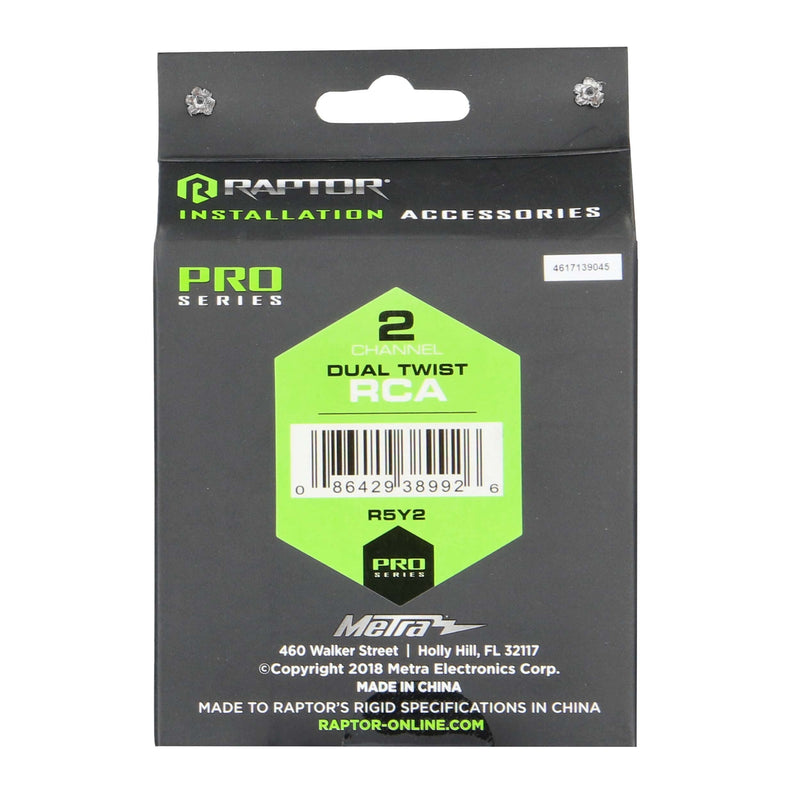 Raptor R5Y2 PRO Series 2 Channel Visible Dual Twist RCA Y Adaptor 2 Female 1 Male