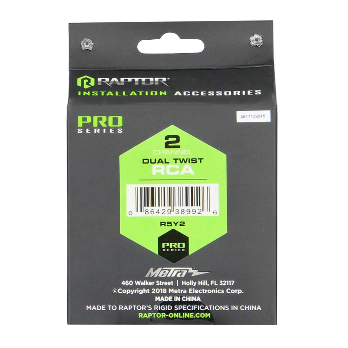 Raptor R5Y2 PRO Series 2 Channel Visible Dual Twist RCA Y Adaptor 2 Female 1 Male