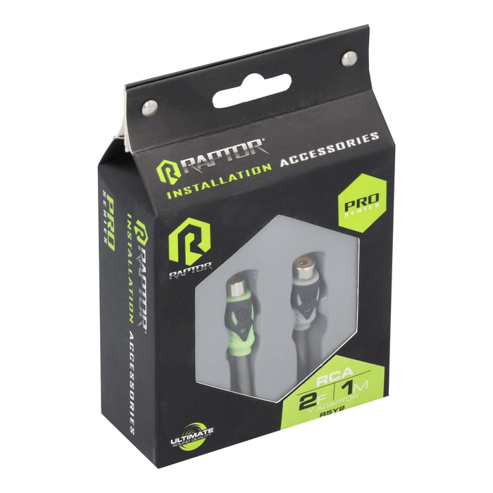 Raptor R5Y2 PRO Series 2 Channel Visible Dual Twist RCA Y Adaptor 2 Female 1 Male