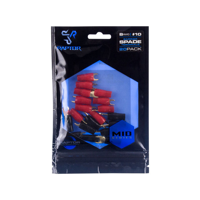 Raptor R810ST Mid Series Gold 8 Gauge Spade Barrier Terminal (20/pack)