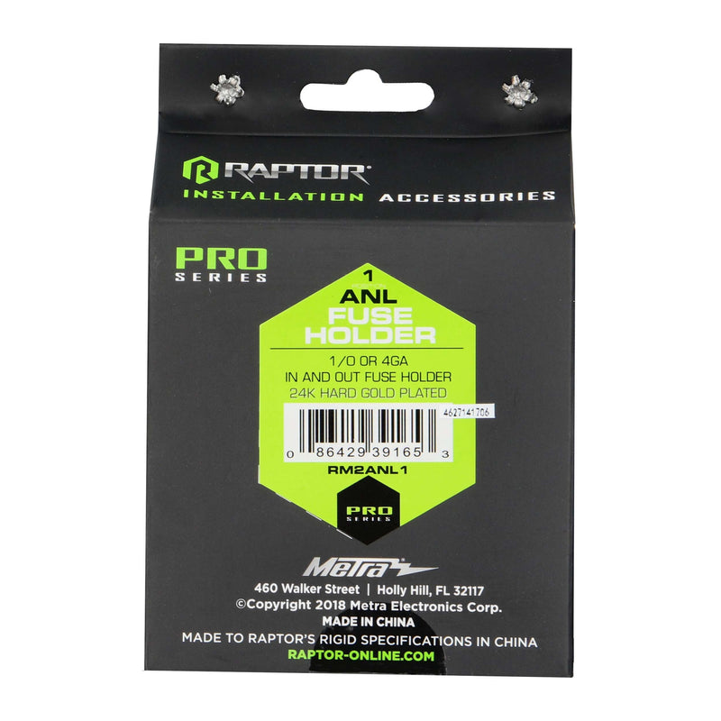 Raptor RM2ANL1 Pro Series 24K gold-plated 1/0 or 4 AWG Mini ANL & ANL Fuse Holder