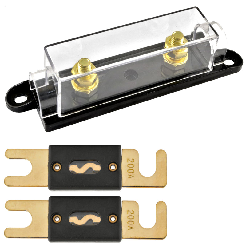 1/0/4/8 Gauge ANL Heat Resistant Fuse Holder with 2 Pack Gold Plated 80-500 Amp ANL Fuse
