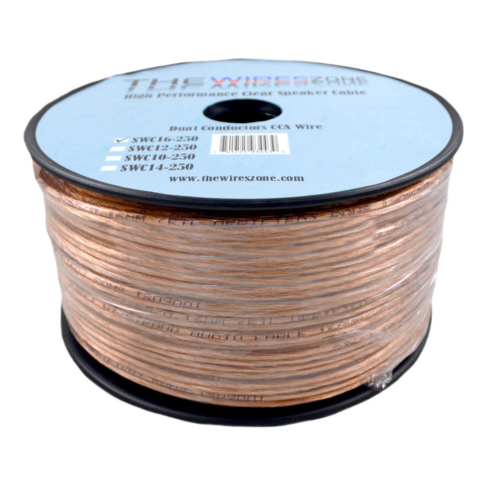 Clear 250 Feet 16 Gauge Speaker Wire for Car or Home Audio