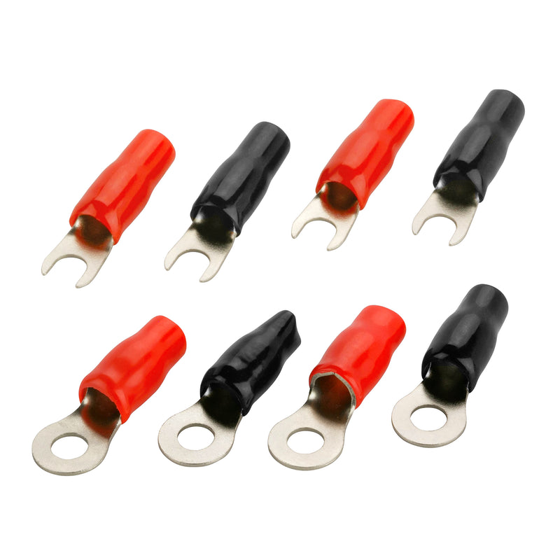 TruConnex TCRTFT-4 4 Gauge Crimp Nickel Plated Barrier Spade and Ring Terminals