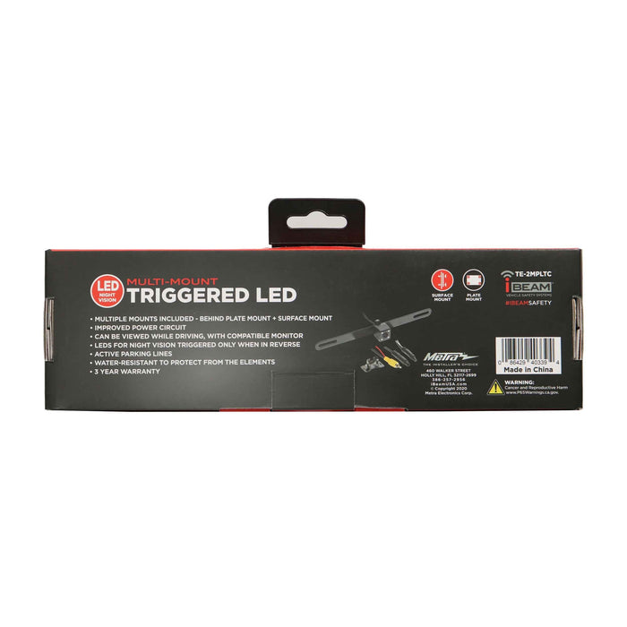 iBeam TE-2MPLTC Behind License Plate Camera w/ Active Parking Lines 150° Viewing Angle Trigerred LED