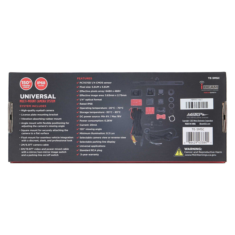 iBeam TE-5MSC Universal Multi-Mount License Plate Camera System w/ Parking Lines 150° Viewing Angle Trigerred LED