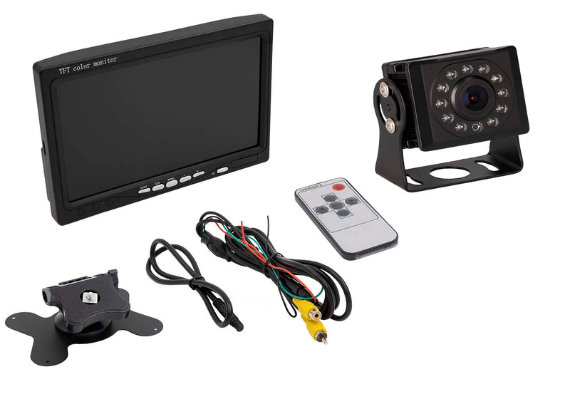iBeam TE-7VS TE-CCMM1 7 Inch Dash Mount Monitor Universal Mini Camera with 11 IR LED's for Commercial Vehicles