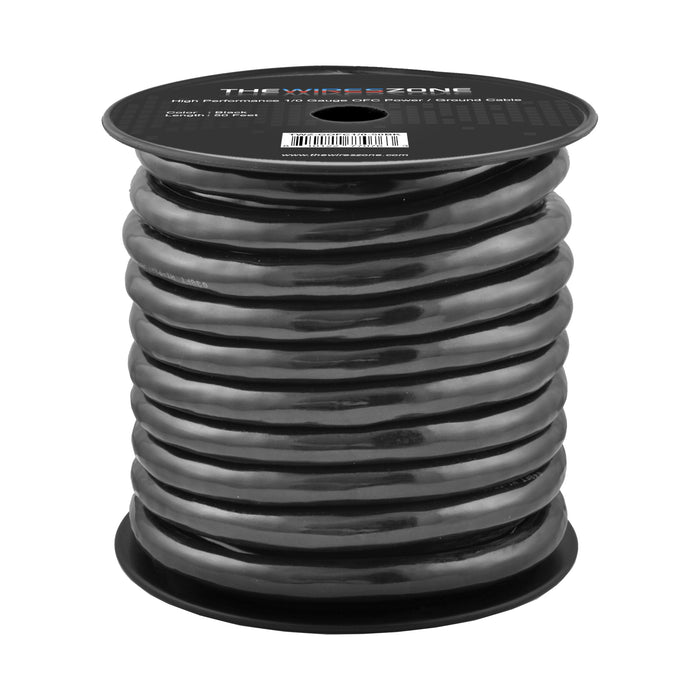 1/0 Gauge 50ft OFC Power Cable Oxygen-Free Copper Ground Wire Black