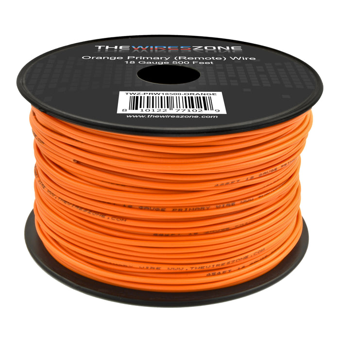Orange 18 Gauge AWG 500' ft Copper Clad Aluminum Stranded Primary Remote Wire Cable
