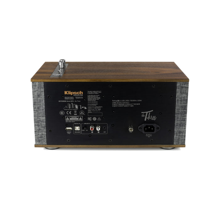 Klipsch The Three II Wireless Built-in Phono Preamp Bluetooth Powered Speaker (Walnut)
