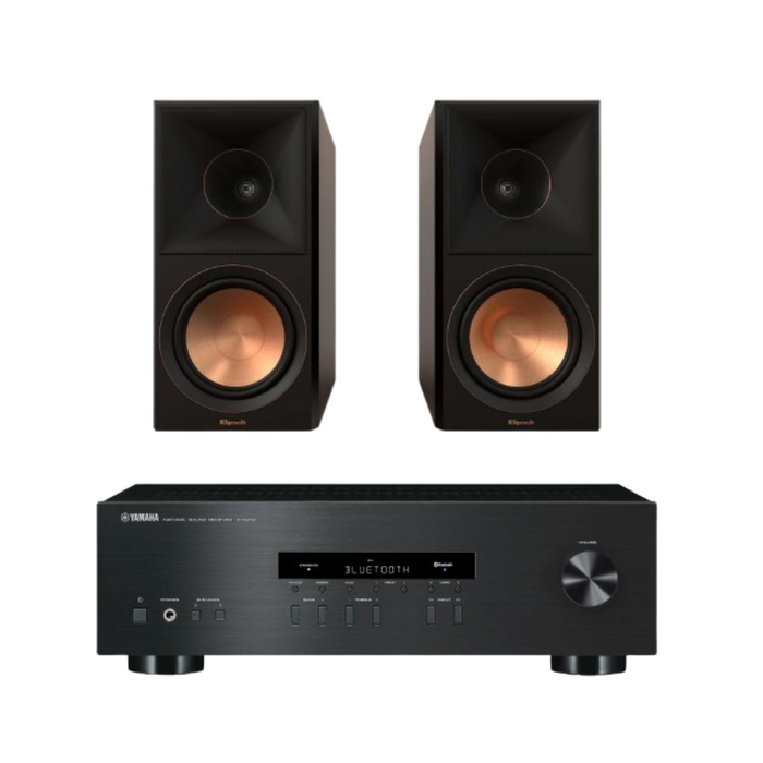 Klipsch RP-600M II Reference Premiere 6.5" 400W Home Audio Bookshelf Speakers (Pair) and Yamaha R-S202 Stereo Receiver with Bluetooth