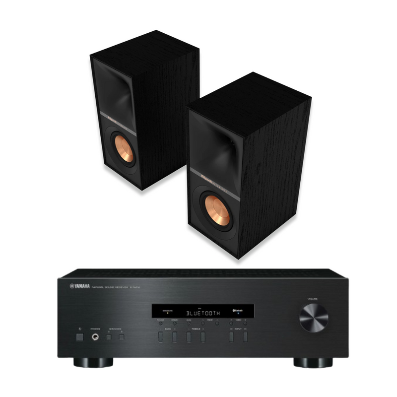 Klipsch R-40M Bookshelf Speakers with Bluetooth and Yamaha R-S202 Stereo Receiver with Bluetooth