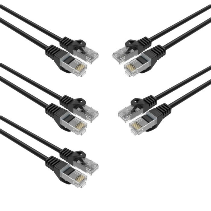 Cat6 Black Slim Patch Cable 28AWG Bare Copper RJ-45 Ethernet Cable 7ft