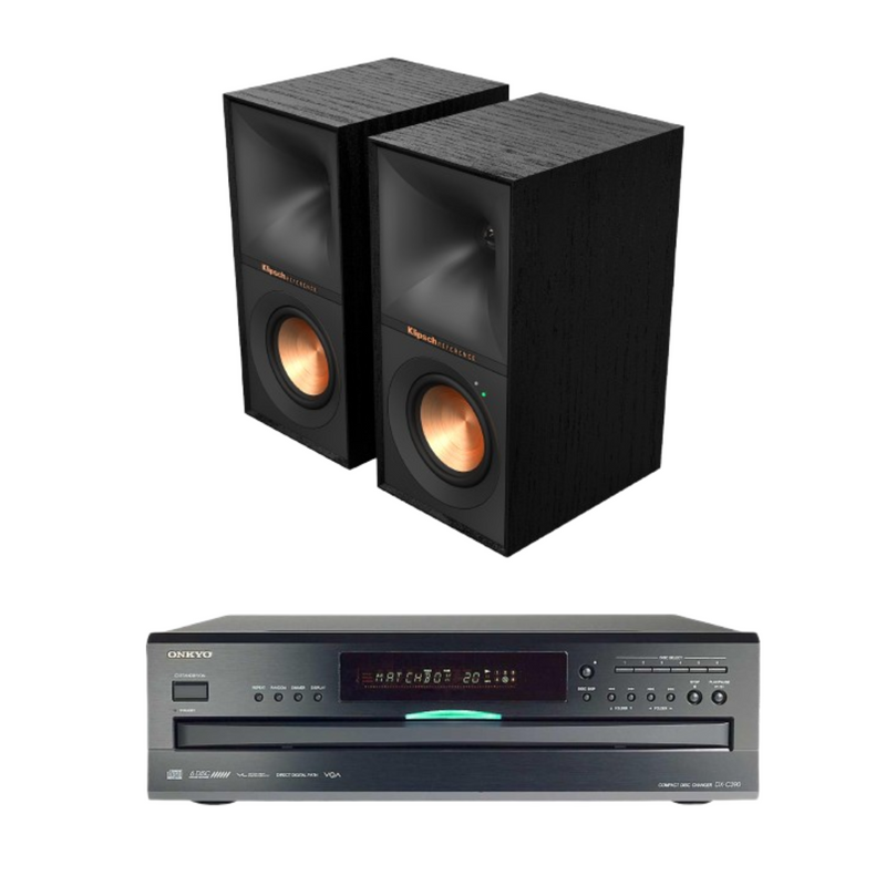 Klipsch R-40PM Powered Bookshelf Speakers and Onkyo DX-C390 6-Disc Carousel CD Player