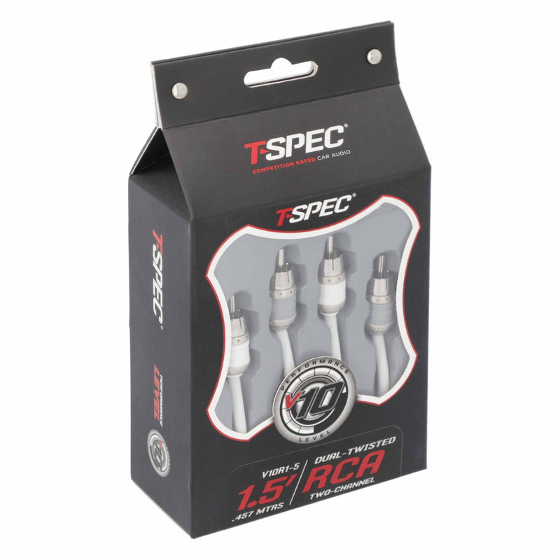 T-Spec V10R1-5 RCA v10 Series 2-Channel Marine Grade Audio Cable Twisted Pair Construction - 1.5 FT