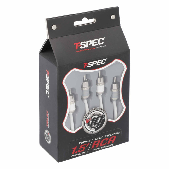 T-Spec V10R1-5 RCA v10 Series 2-Channel Marine Grade Audio Cable Twisted Pair Construction - 1.5 FT