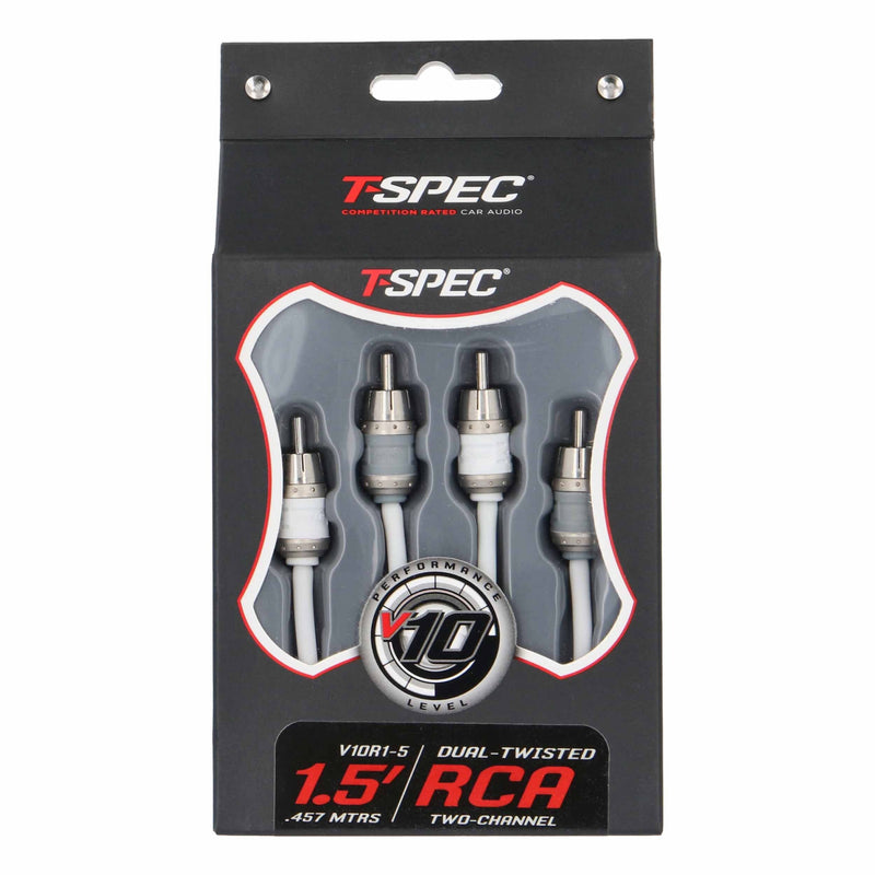 T-Spec V10R1-5 RCA v10 Series 2-Channel Marine Grade Audio Cable Twisted Pair Construction - 1.5 FT