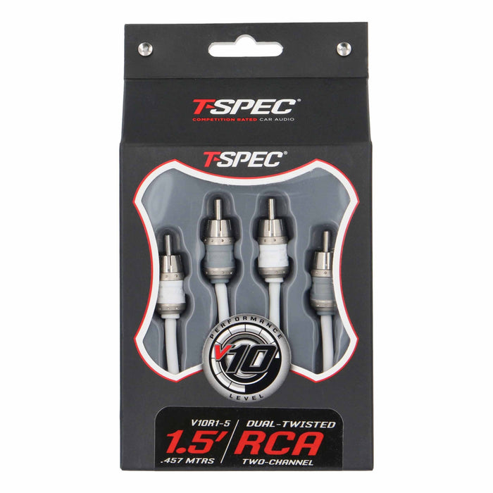 T-Spec V10R1-5 RCA v10 Series 2-Channel Marine Grade Audio Cable Twisted Pair Construction - 1.5 FT