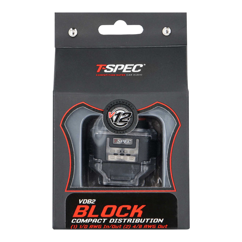 T-spec VDB2 2-Position 1/0-4 AWG in/(2) 4/8 AWG out Compact Distribution Block