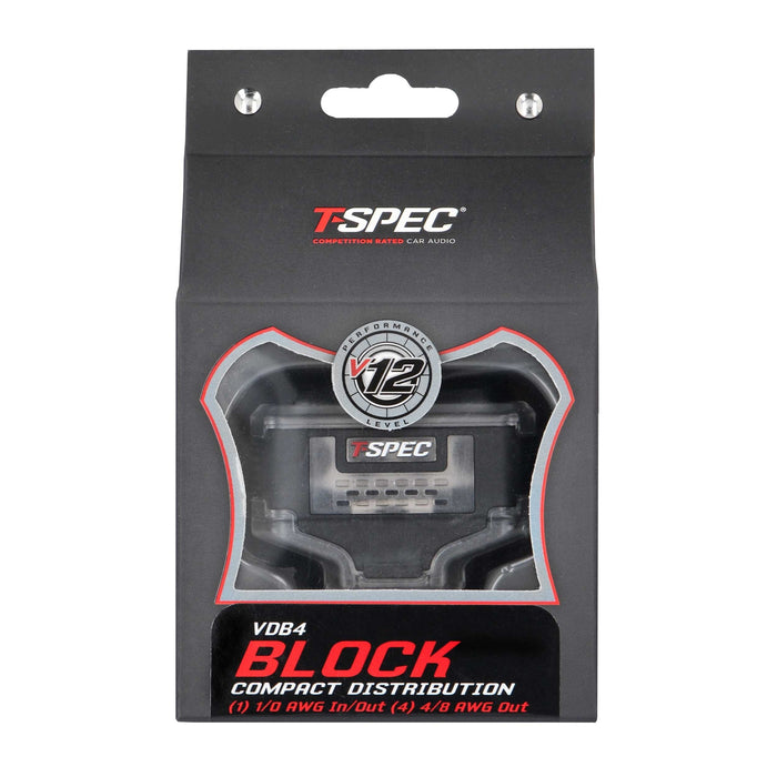 T-spec VDB4 4-Position 1/0-4 AWG in/(4) 4/8 AWG out Compact Distribution Block