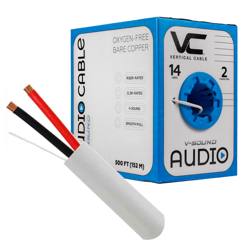 Sound Audio Cable 14 AWG 2 Conductors 41 Strand 500 Feet PVC Jacket White