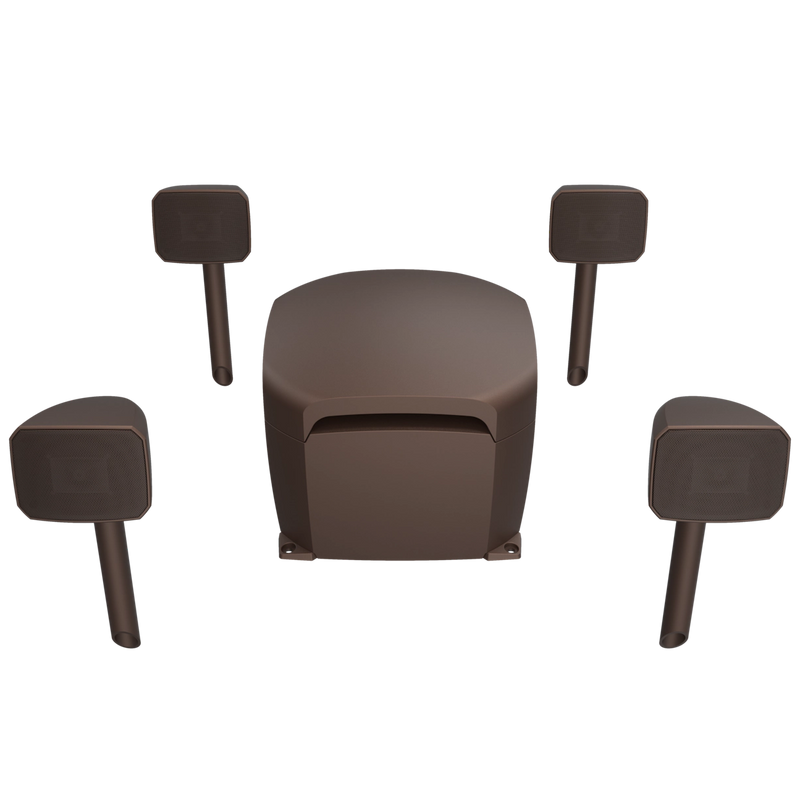 Klipsch Courtyard 4.1 Landscape Speaker System 8-Ohms with Four Aimable Satellites and 10" Subwoofer - Brown Matte