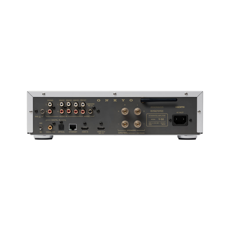 Onkyo Muse Y-50 Hi-Fi Streaming Amplifier 250W Power Built-In DAC HDMI ARC Wi-Fi & Bluetooth - Silver