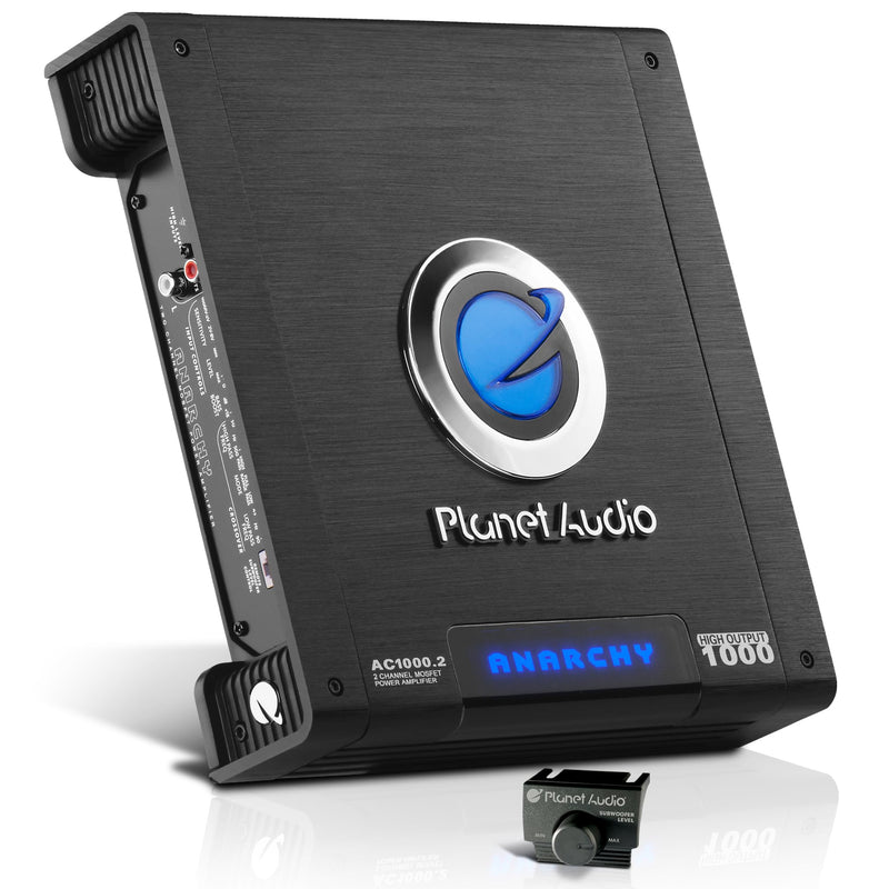 Planet Audio AC1000.2 MOSFET Power Class A/B Car Amplifier and Install Bay AK8OFC 8 Gauge OFC Complete Amplifier Installation Kit