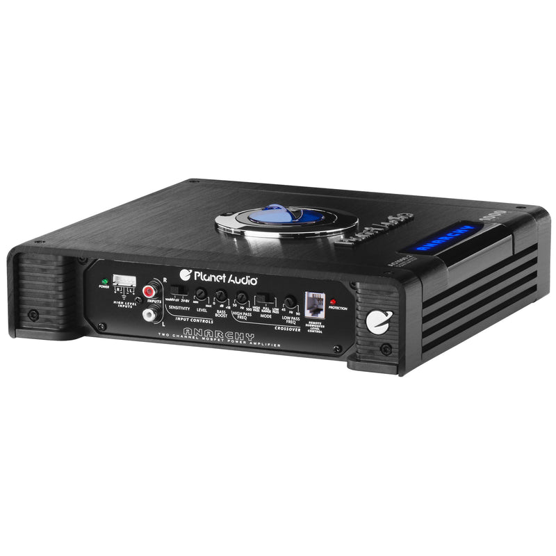 Planet Audio AC1000.2 MOSFET Power Class A/B Car Amplifier and Install Bay AK8OFC 8 Gauge OFC Complete Amplifier Installation Kit