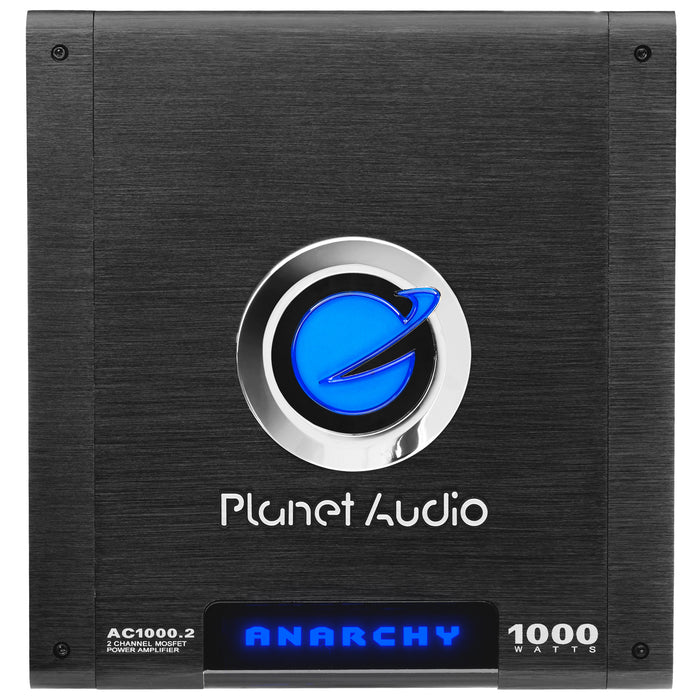 Planet Audio AC1000.2 MOSFET Power Class A/B Car Amplifier and Install Bay AK8OFC 8 Gauge OFC Complete Amplifier Installation Kit
