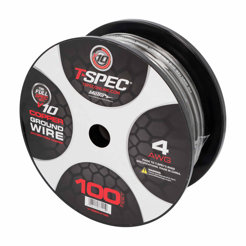 T-Spec V10GW-4100 4 AWG OFC Power Wire - v10 Series - 100FT Matte Black