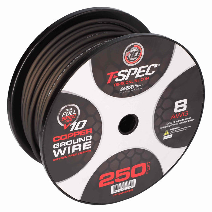T-Spec V10GW-8250 8 AWG OFC Power Wire v10 SERIES - 250ft  Matte Black