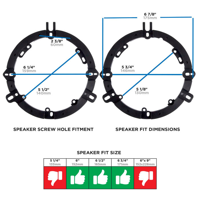 Metra 82-4203 6" to 6.75" Universal Circular Speaker Adapters (pair)