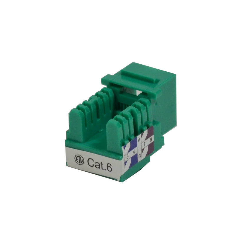 LOGICO KJ6227 Cat6 Keystone Jacks Green with Dust Cap – 22-26 AWG PCB Female RJ45 Connectors (10-100 Pack)
