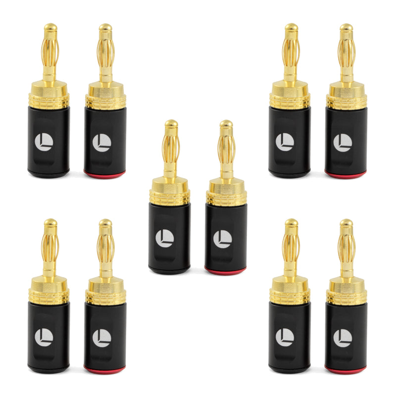 Logico 24K Gold Plated Connectors Audio Banana Plugs Quick Connect (10 Pack)