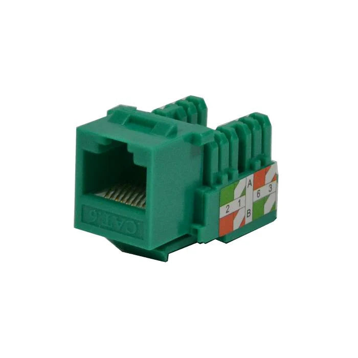 LOGICO KJ6227 Cat6 Keystone Jacks Green with Dust Cap – 22-26 AWG PCB Female RJ45 Connectors (10-100 Pack)