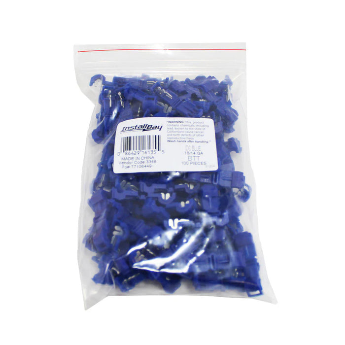 The Install Bay BTT 16-14 Gauge AWG Blue Insulation Displacement T-Tap Connector 100 Pack