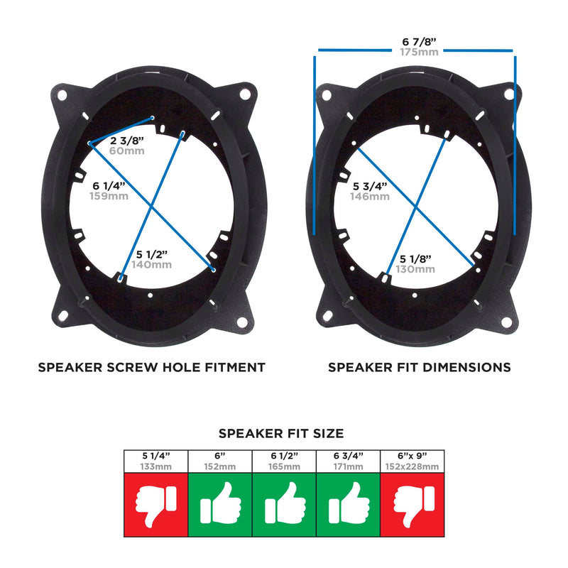 Metra 82-8150 6"-6.75" Speaker Adapter for 12-up Toyota Camry (pair)