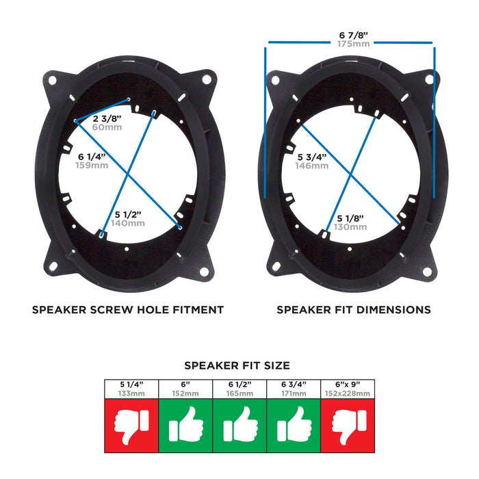 Metra 82-8150 6"-6.75" Speaker Adapter for 12-up Toyota Camry (pair)